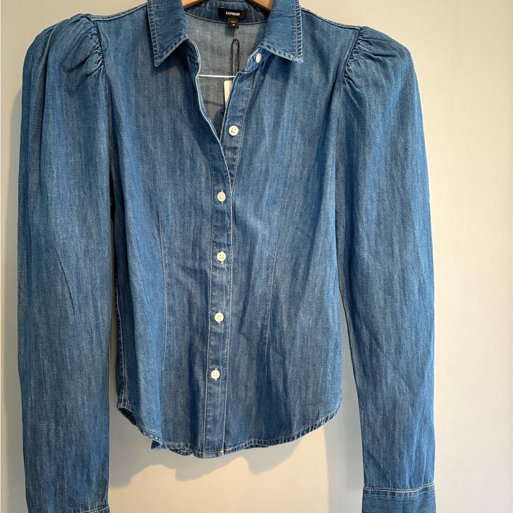 Express Denim Blue Women's Button-Down Shirt